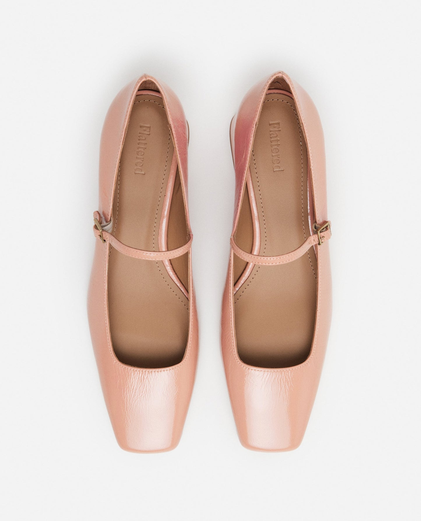 Evan Wrinkled patent Blush Pink