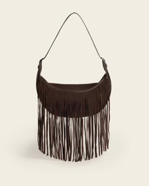 Ivy Cross Shoulder Bag Suede Chocolate