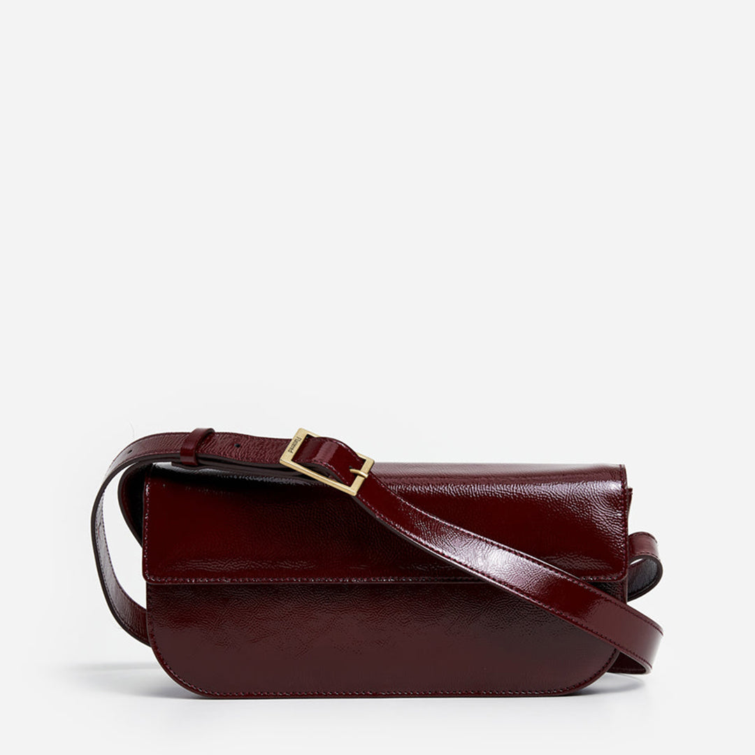 Lillie Shoulder Bag Leather Patent Brick Red